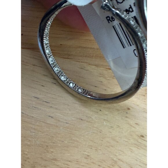 Charter Club Silver-Tone Crystal Hoop Earrings 1.6", Glam, Classic, Neutral, - Picture 4 of 9